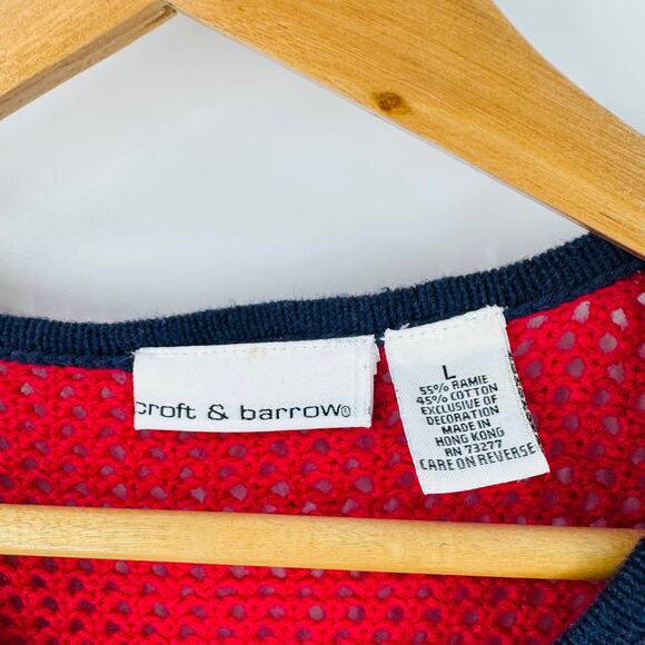 Vintage Croft & Barrow American Flag Knit Sweater Red Patriotic USA Size Large - Picture 3 of 7